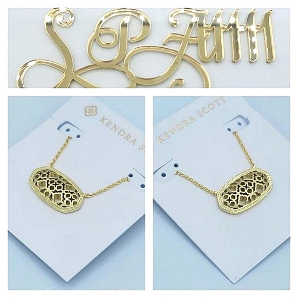 Kendra Scott Necklace Dollie Pendant Gold Filigree Necklace #1168